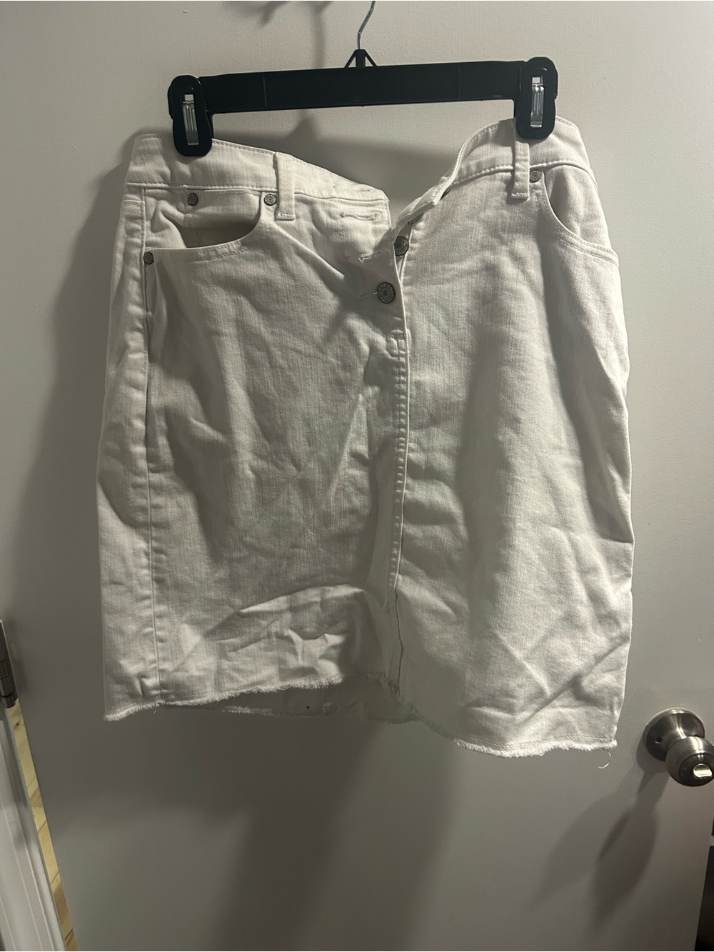 Talbots White Denim Skirt with Button Front